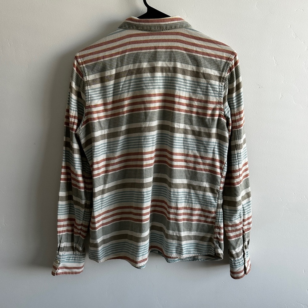 Patagonia Women’s Heywood Flannel Shirt Pinyon Stripe Toasted White Size 8 - Picture 2 of 6